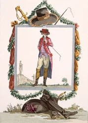 Jeune courtisan élégant du Palais Royal, gravé par Duhamel, planche no.233 de 